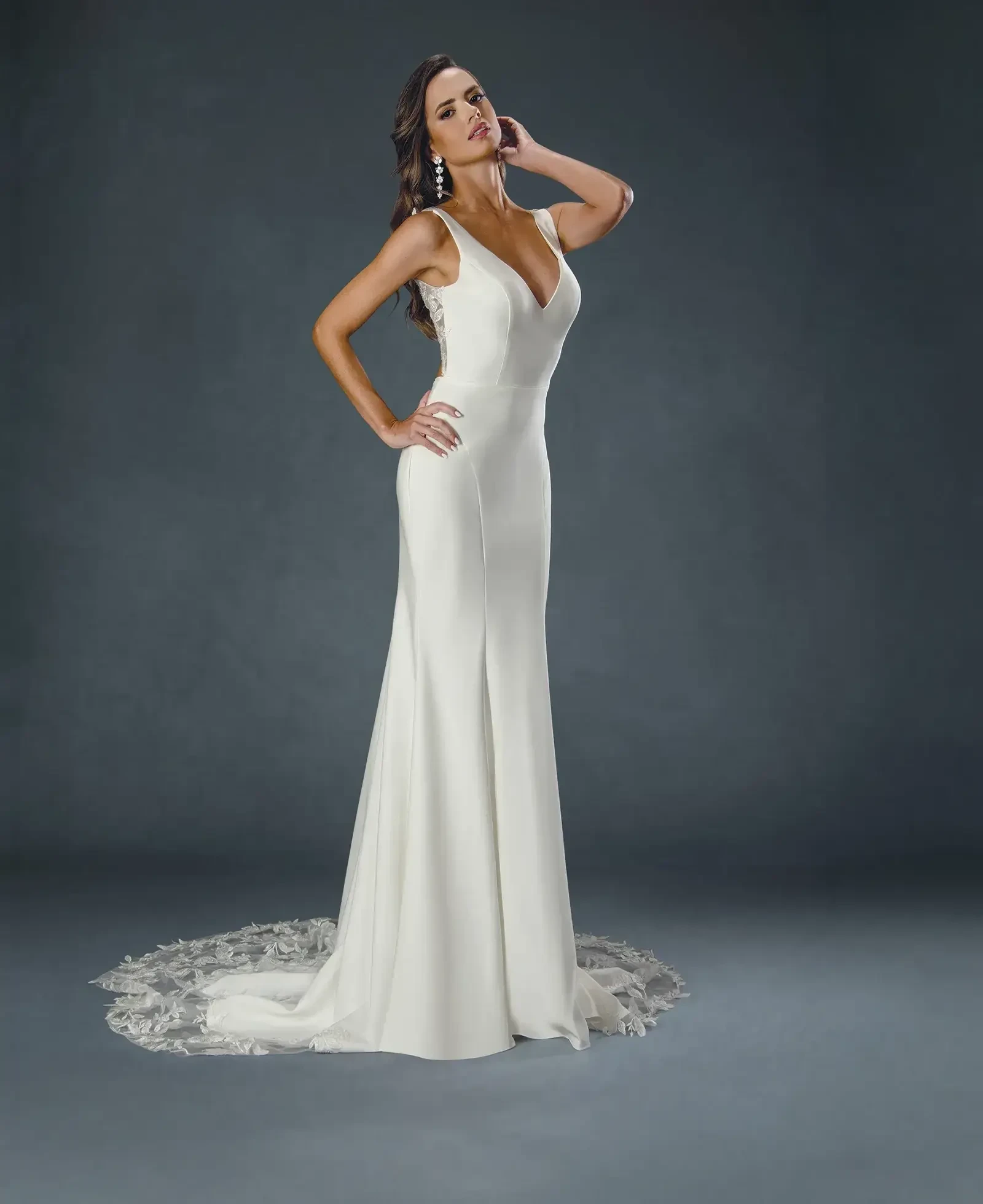 Model wearing a gown by Stella Couture